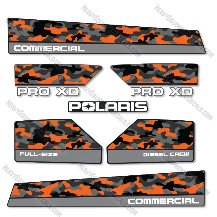 Fits Polaris Commercial Pro XD Full-Size Crew Decal Kit UTV Diesel Duck Camo proxd, utility vehicle, diesel