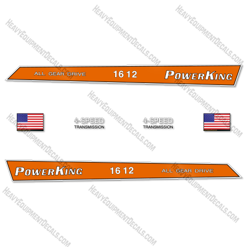 Fits Power King 1612 Decal Kit Tractor decal kit, decals, powerking, all gear drive