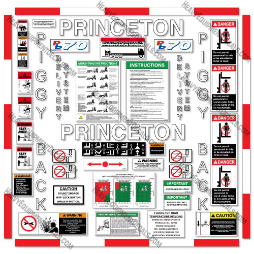 Princeton PB70 Decal Kit Forklift - Aftermarket Kit 70, decal kit, pb, pb70, telescopic