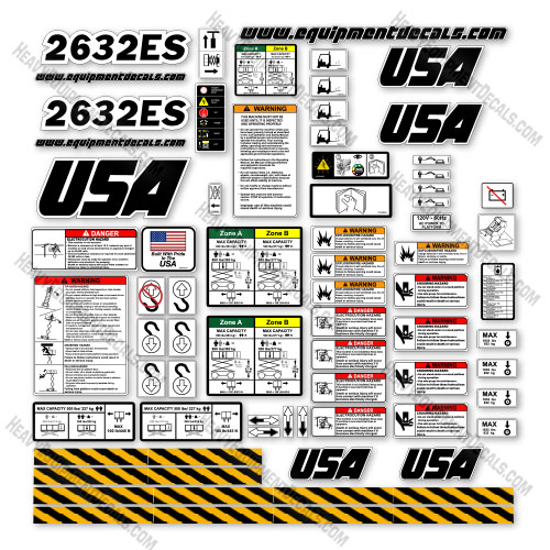 Custom USA Upgrade Fits JLG 2632ES Scissor Lift - Aftermarket Kit 2632, 2632 es, 2632es, decal kit