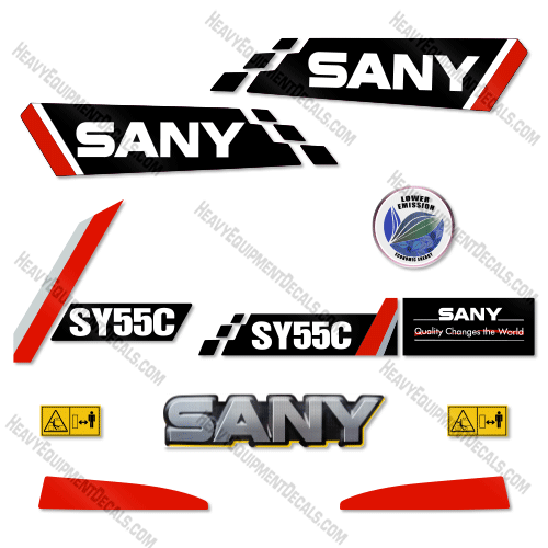 Fits Sany SY55C Mini Excavator Decal Kit 55, 55c, decal kit, sy55, sy55c