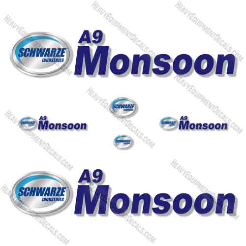 Fits Schwarze A9 Monsoon Decal Kit Vacuum Sweeper   decal kit, sweep, A9, monsoon