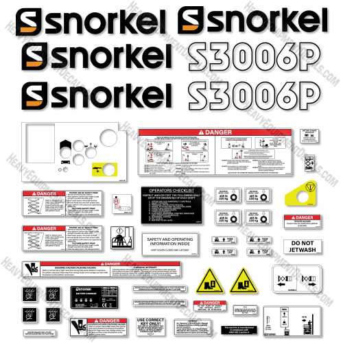 Fits Snorkel S3006P Decal Kit Scissor Lift  snorkel