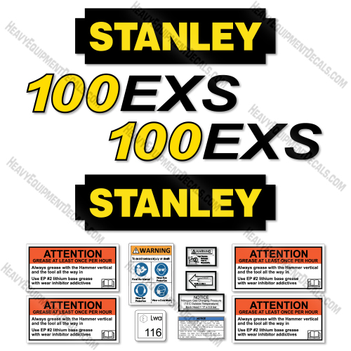 Fits Stanley 100EXS Decal Kit Hydraulic Hammer   decal kit