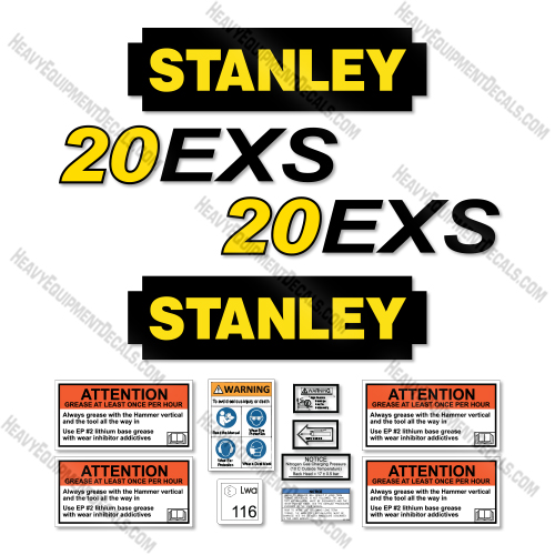 Fits Stanley 20EXS Decal Kit Hydraulic Hammer decal kit