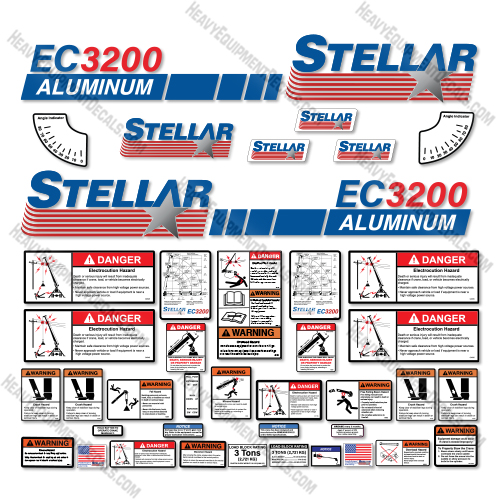 tellar EC3200 Aluminum New Style Decal Kit Crane Truck -Aftermarket Kit 3200, crane, decal kit, ec3200, stellar