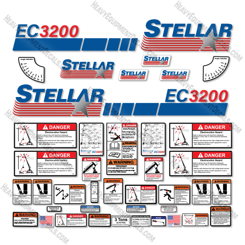 Stellar EC3200 New Style Decal Kit Crane Truck -Aftermarket Kit  3200, crane, decal kit, ec3200, stellar