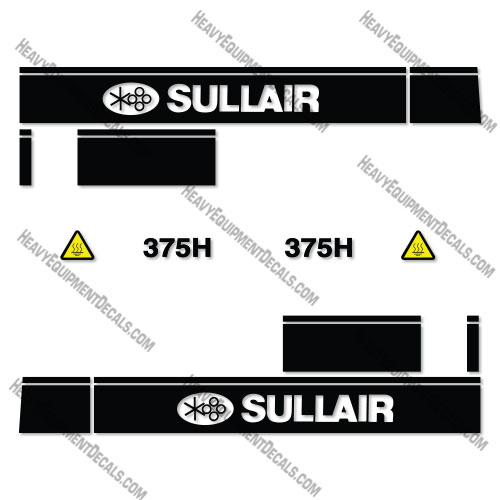 Fits Sullair 375H Decal Kit Air Compressor (Style 2) 375, decal kit, sollair, 375h