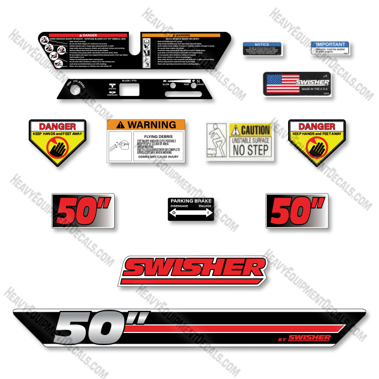 Fits Swisher Zero Turn Decal kit - 50"  decal kit, zt, zt-50