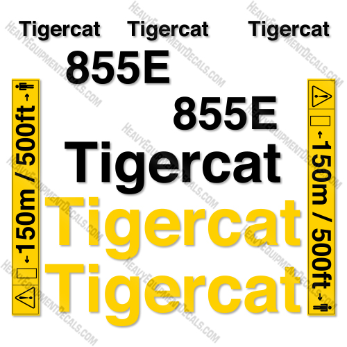 Fits Tigercat 855E Decal Kit Feller Buncher cat, decal kit, deere, tiger, 