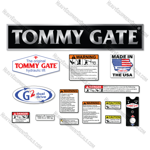 Tommy Gate Decal Kit Lift Gate - Aftermarket Kit decal kit 