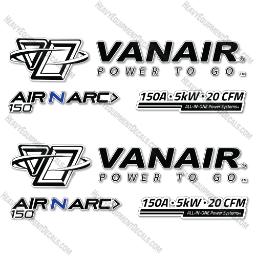 Fits Vanair Air N Arc 150 Decal Kit Power System 