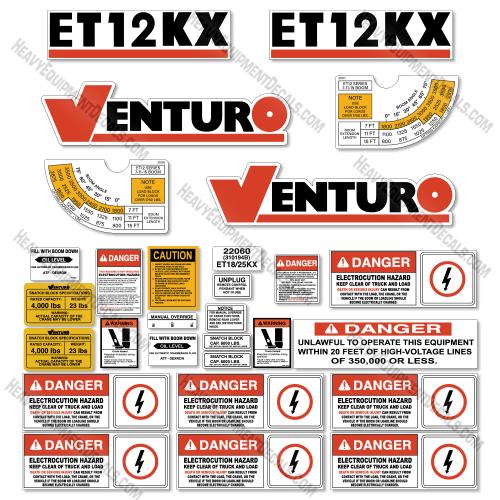Fits Venturo ET12KX Decal Kit for Crane Truck 12, 12kx, decal kit, et12, et12kx