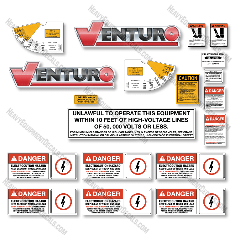 Fits Venturo ET5500MBP Decal Kit for Crane Truck decal kit