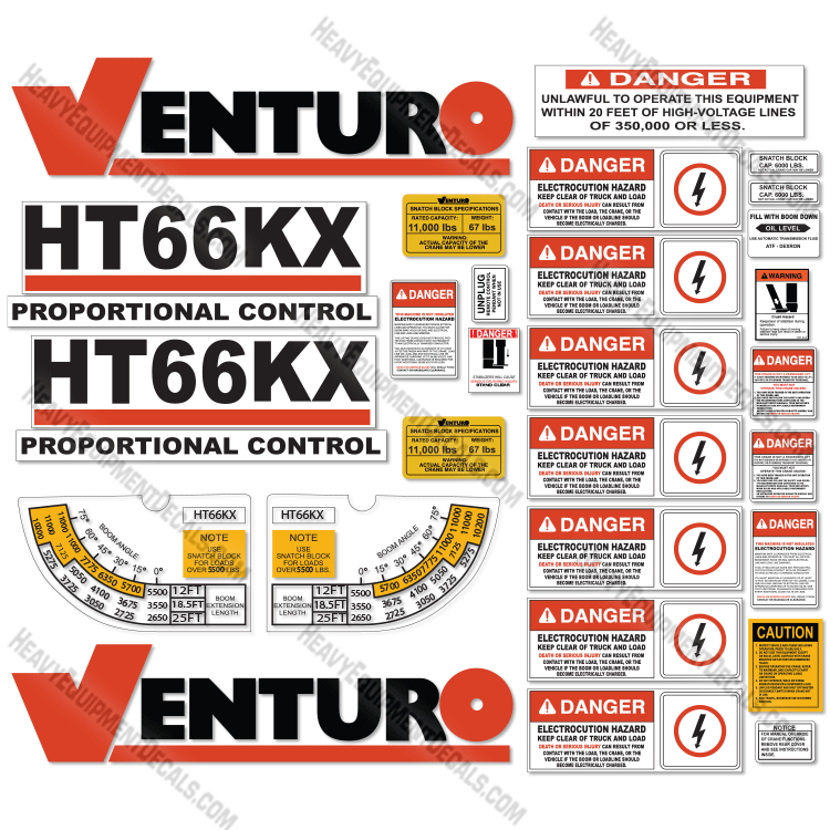 Fits Venturo HT66KX Decal Kit for Crane Truck  66, 66k, 66k, 66kx, 66kx, decal kit, ht, ht66, ht66k, ht66kx
