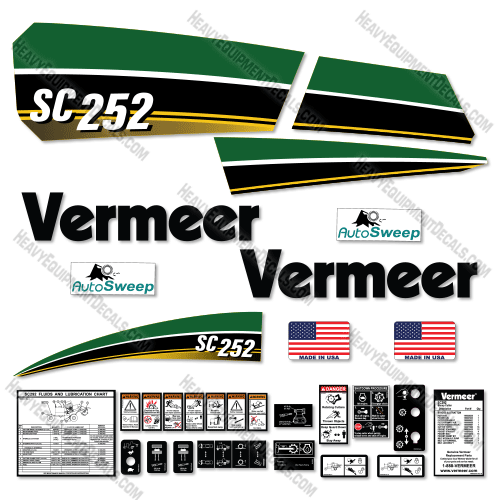 Fits Vermeer SC252 Decal Kit Stump Grinder - 2008 252, decal kit, sc252