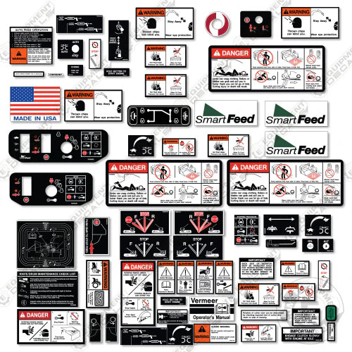 Fits Vermeer Warning Decal Kit - Based on 1000XL Model caution, safety, warning, 1000, bc1000, bc1000xl