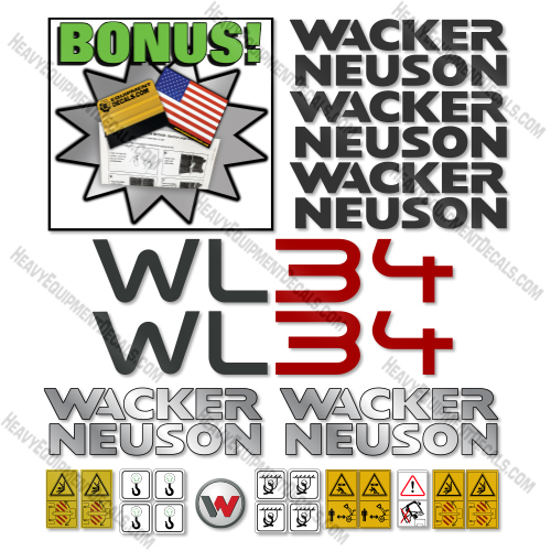 Fits Wacker Neuson WL 34 Decal Kit Wheel Loader 