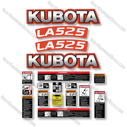 Kubota LA525 Decal Kit Front End Loader - Aftermarket Kit 525, Kubota, la-525, la525