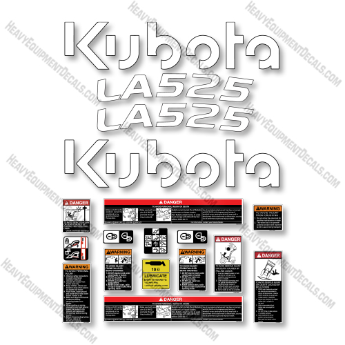 Kubota LA525 Decal Kit Front End Loader - New Logo- Aftermarket Kit 525, Kubota, la-525, la525