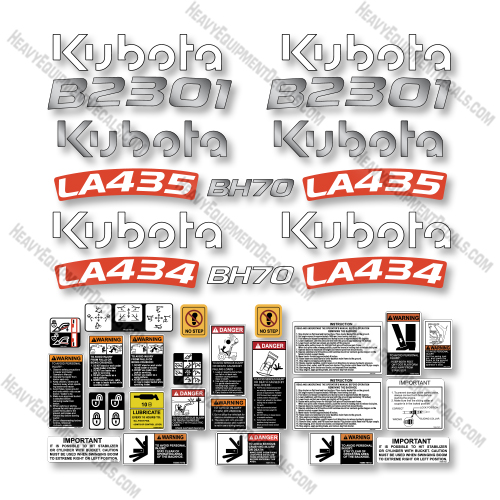 Kubota B2301 Full Decal Kit Compact Utility Tractor  -Aftermarket Kit  Kubota,decals