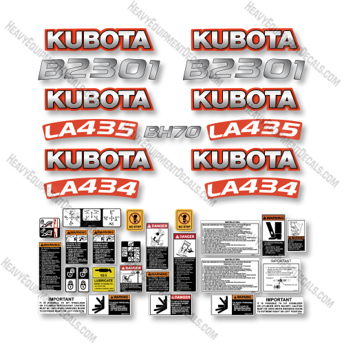 Kubota B2301 Full Decal Kit Compact Utility Tractor -Old Style-Aftermarket Kit Kubota,decals