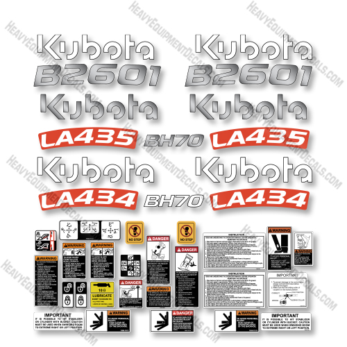 Kubota B2601 Full Decal Kit Compact Utility Tractor - Aftermarket Kit Kubota,decals , decal kit