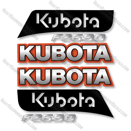 Kubota F2690 Closed Cab Decal Kit Lawn Mower - Old Style - Aftermarket Kit Kubota,decals