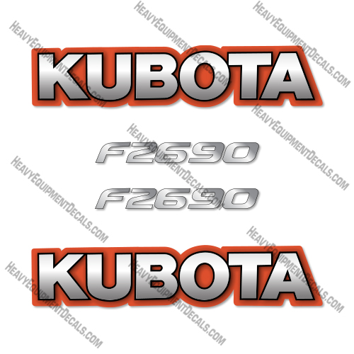 Kubota F2690 Decal Kit Lawn Mower - Old Style - Aftermarket Kit Kubota,decals