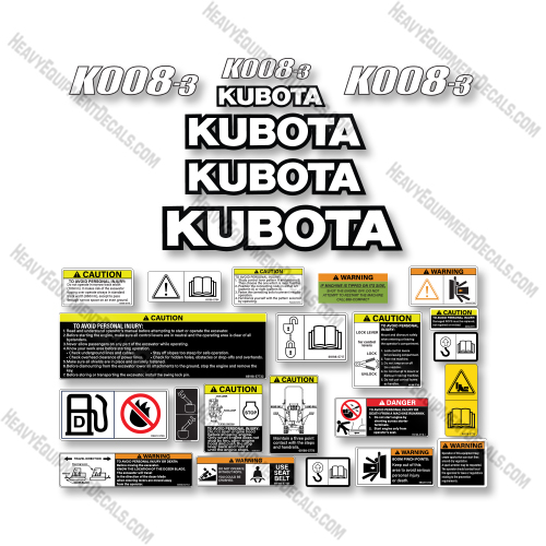 Kubota K008-3 Full Decal Kit Excavator - Aftermarket kit  Kubota,decals