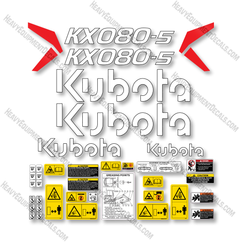 Kubota KX080-5 Decal Kit Excavator -Aftermarket Kit Kubota,decals