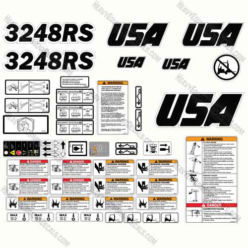 Fits USA 3248RS Decal Kit Scissor Lift 3248, 3248-rs, 3248rs, decal kit