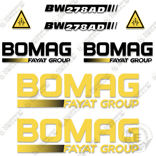 Fits Bomag BW278AD Decal Kit Roller 278, 278 ad, 278ad, bw278, decal kit