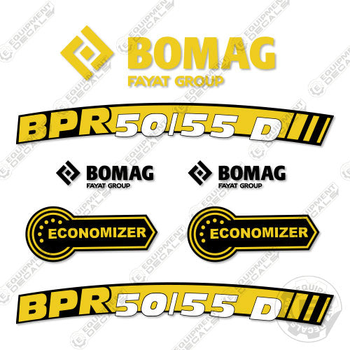 Fits Bomag BPR 50/55 D Decal Kit Vibratory Plate 55, 55d, bpr, bpr50, bpr50/55, bpr50/55d, decal kit