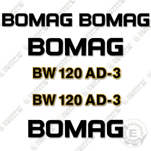 Fits Bomag BW120AD-3 Decal Kit Roller 120, 120ad, 120ad-3, 120ad3, ad-3, bomag, decal kit, roller