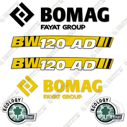 Fits Bomag BW120AD Decal Kit Roller 120, 120ad, ad, bomag, bw120, bw120ad, decal kit, roller