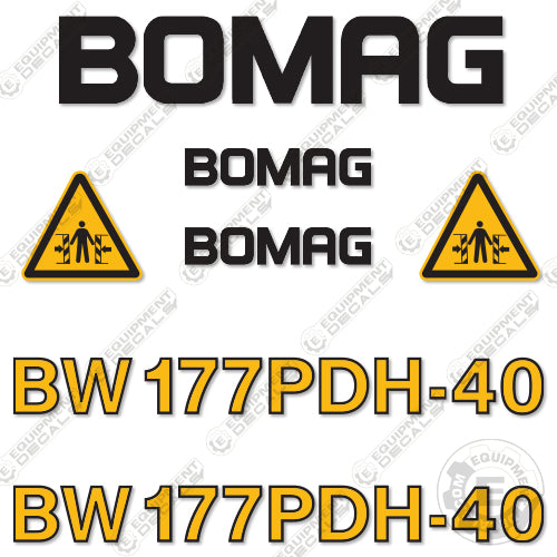Fits Bomag BW177PDH-40 Vibratory Roller Decal Kit 177, 177p, 177pd, 177pdh, 177pdh-40, 177pdh40, 40, decal kit