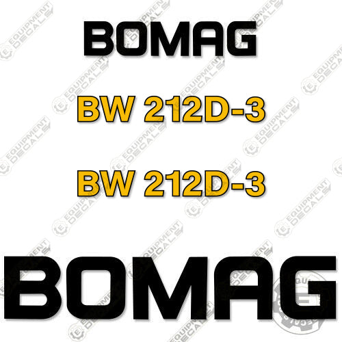 Fits Bomag BW212D-3 Decal Kit Roller 212, bomag, bw-212, bw212, bw212d-3, decal kit, roller