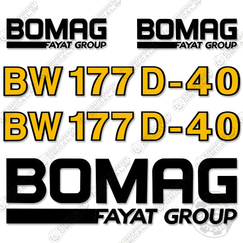 Fits Bomag BW 177D-40 Vibratory Roller Decal Kit 177, 177d, 177d40, 40, decal kit
