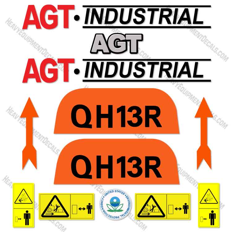 AGT Industrial QH13R Decal Kit Mini Excavator 13r, decals, qh-13