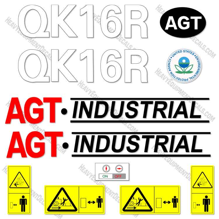 AGT Industrial QK16R Decal Kit Mini Excavator  16r, decals, qk-16