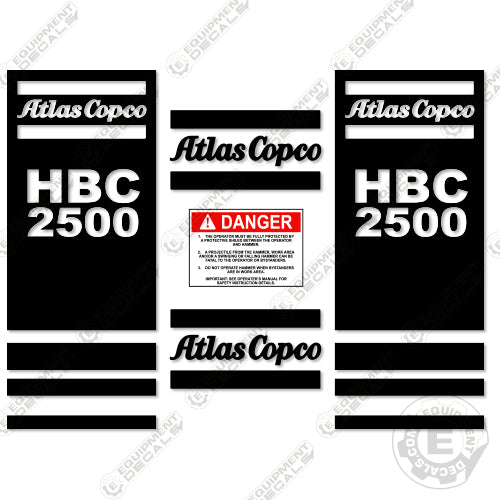 Fits Atlas Copco HBC2500 Decal Kit Hammer 2500, decal kit, hbc, hbc-2500, hbc2500, pb