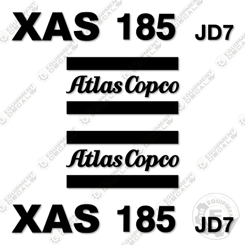 Fits Atlas Copco XAS185 JD7 Decal Kit Air Compressor 185, decal kit, jd7, xas, xas185, xas185-jd7