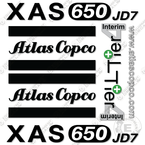 Fits Atlas Copco XAS650 JD7 Decal Kit Air Compressor 650, atlas, atlascopco, copco, decal kit, jd7, t4, tier 4, tier4, tir 4