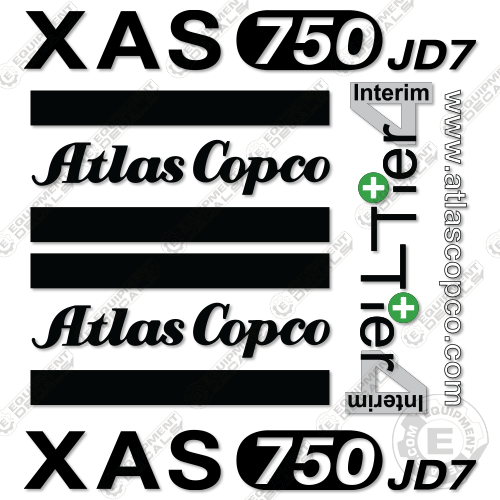 Fits Atlas Copco XAS750 JD7 Decal Kit Air Compressor 750, atlas, atlascopco, copco, decal kit, jd7, t4, tier 4, tier4, tir 4
