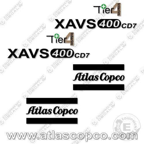 Fits Atlas Copco XAVS 400 CD7 Decal Kit Air Compressor 400cd7, atlas, atlascopco, copco, decal kit, tier 4, tier4, xats, xavs400, xavs400cd7