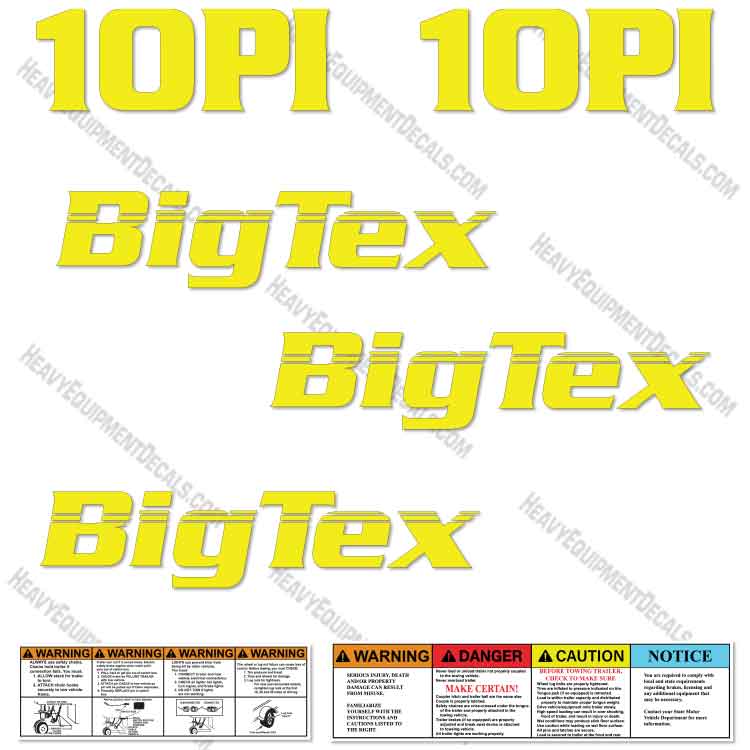 Fits Big Tex 10PI Trailer Decal Kit big, big tex, bigtex, decal kit, tex
