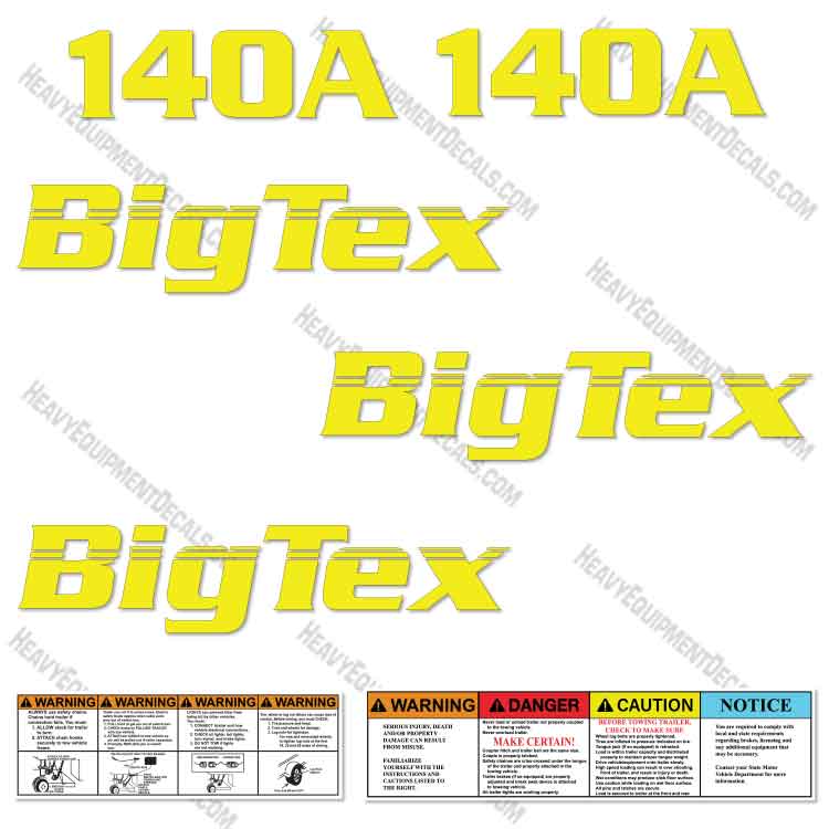 Fits Big Tex 140A Trailer Decal Kit  big, big tex, bigtex, decal kit, tex