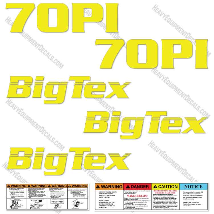 Fits Big Tex 70PI Trailer Decal Kit big, big tex, bigtex, decal kit, tex