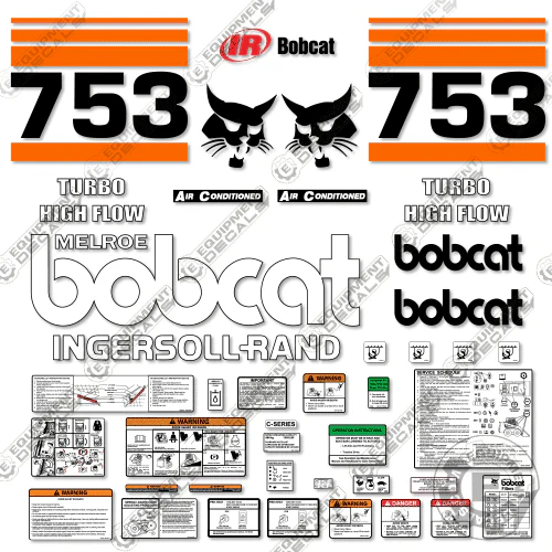 Fits Bobcat 753 Skid Steer Decal Kit (ORANGE) decal kit